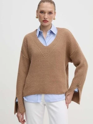 Pinko sweter z domieszką wełny damski kolor brązowy ciepły 104492 A282