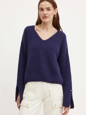 Pinko sweter z domieszką wełny damski kolor granatowy ciepły 104492 A282