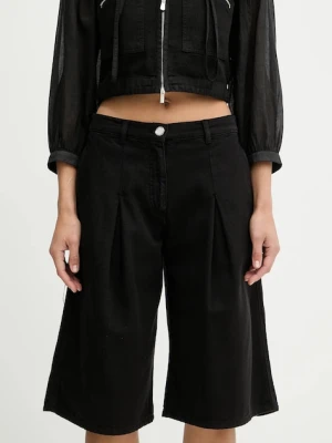 Pinko szorty bawełniane damskie kolor czarny gładkie high waist 105245 A2M8