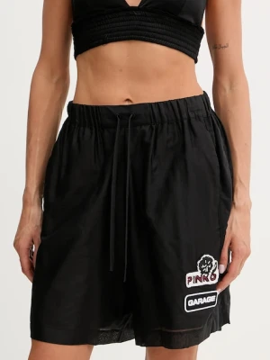 Pinko szorty damskie kolor czarny gładkie high waist 105243 A2M7