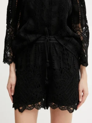 Pinko szorty damskie kolor czarny wzorzyste high waist 104856 A2G9
