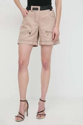 Pinko szorty jeansowe damskie kolor brązowy wzorzyste high waist