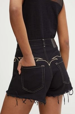 Pinko szorty jeansowe damskie kolor czarny gładkie high waist 103627 A1VD