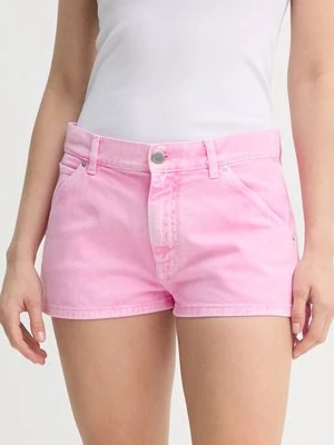 Pinko szorty jeansowe damskie kolor różowy gładkie high waist 104893 A2HD