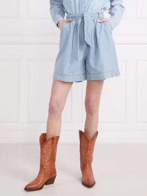 Pinko Szorty + pasek CIRCUITO | Relaxed fit niebieski