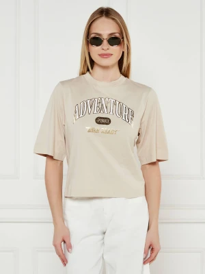 Pinko T-shirt Adventure | Loose fit beżowy