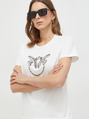 Pinko t-shirt bawełniany damski kolor beżowy 100535.A1R7