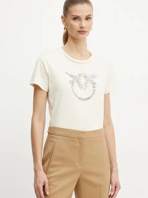 Pinko t-shirt bawełniany damski kolor beżowy 100535 A24E