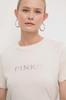 Pinko t-shirt bawełniany damski kolor beżowy 101752.A1NW