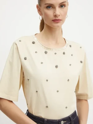 Zdjęcie produktu Pinko t-shirt bawełniany damski kolor beżowy 104441 A296