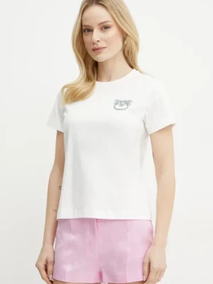 Pinko t-shirt bawełniany damski kolor biały 103320 A2G7