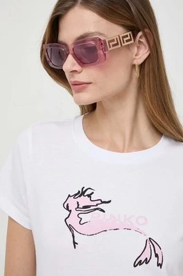 Pinko t-shirt bawełniany damski kolor biały 100355.A1OC