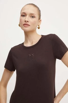 Pinko t-shirt bawełniany damski kolor brązowy 100355 A227