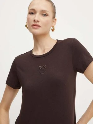 Pinko t-shirt bawełniany damski kolor brązowy 100355 A227