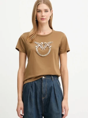 Pinko t-shirt bawełniany damski kolor brązowy 100535 A2RN