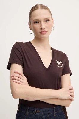 Pinko t-shirt bawełniany damski kolor brązowy 102950 A228