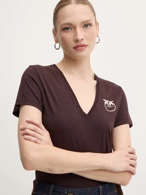 Pinko t-shirt bawełniany damski kolor brązowy 102950 A228