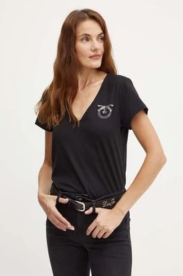 Pinko t-shirt bawełniany damski kolor czarny 100372 A24E