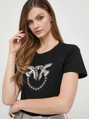 Pinko t-shirt bawełniany damski kolor czarny 100535.A1R7