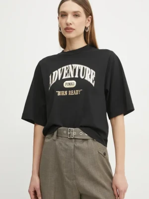 Pinko t-shirt bawełniany damski kolor czarny 104604 A2CS