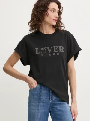 Pinko t-shirt bawełniany damski kolor czarny 104605 A2D1