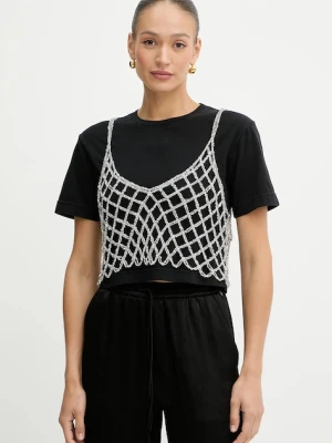 Pinko t-shirt bawełniany damski kolor czarny 105145 A2LT