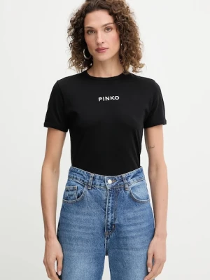 Pinko t-shirt bawełniany damski kolor czarny 105728 A2US