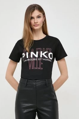 Pinko t-shirt bawełniany damski kolor czarny 100535.A1LV