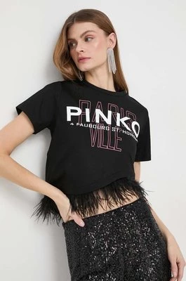 Pinko t-shirt bawełniany damski kolor czarny 103130.A1LV