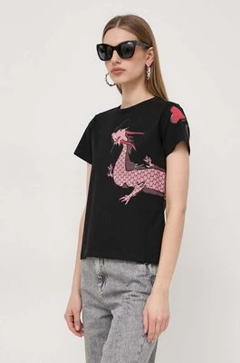 Pinko t-shirt bawełniany damski kolor czarny 100535.A1RN