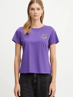 Pinko t-shirt bawełniany damski kolor fioletowy 103320 A2RN