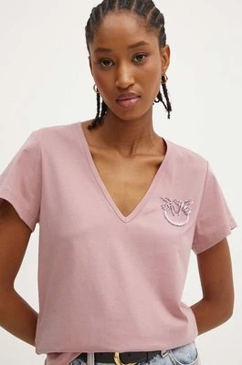 Pinko t-shirt bawełniany damski kolor różowy 100372 A24E