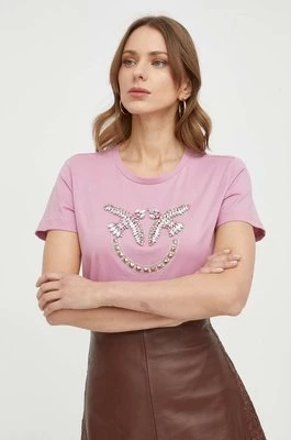 Pinko t-shirt bawełniany damski kolor różowy 100535.A1R7