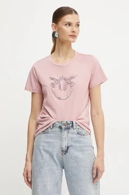 Pinko t-shirt bawełniany damski kolor różowy 100535 A24E