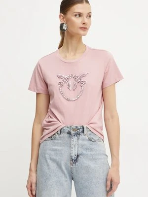 Pinko t-shirt bawełniany damski kolor różowy 100535 A24E