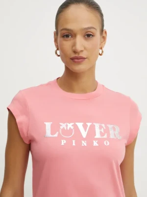 Pinko t-shirt bawełniany damski kolor różowy 104603 A2D1