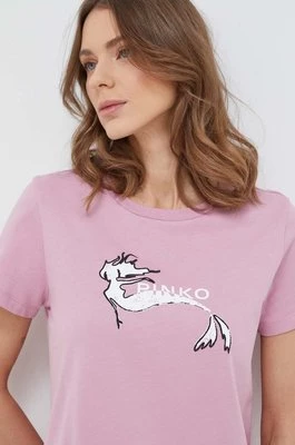 Pinko t-shirt bawełniany damski kolor różowy 100355.A1OC
