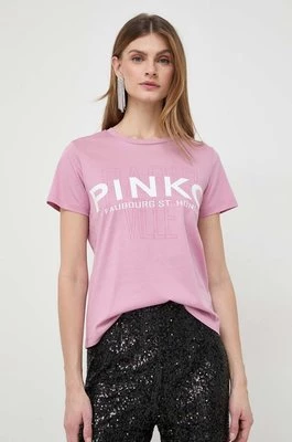 Pinko t-shirt bawełniany damski kolor różowy 100535.A1LV