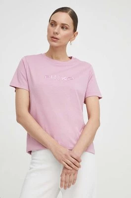 Pinko t-shirt bawełniany damski kolor różowy 101752.A1NW