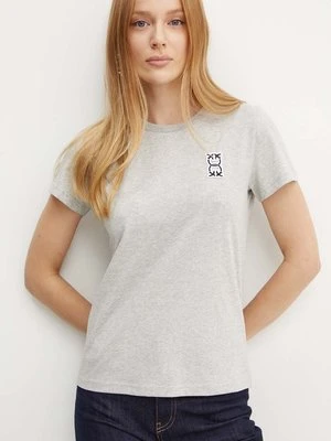 Pinko t-shirt bawełniany damski kolor szary 100355 A23D