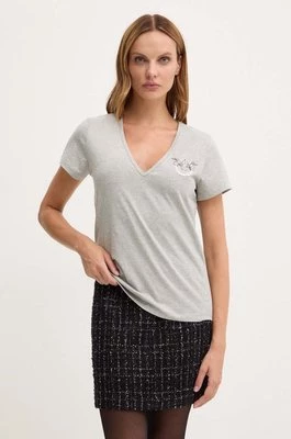 Pinko t-shirt bawełniany damski kolor szary 100372 A24E