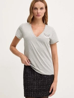 Pinko t-shirt bawełniany damski kolor szary 100372 A24E