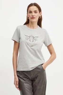 Pinko t-shirt bawełniany damski kolor szary 100535 A24E