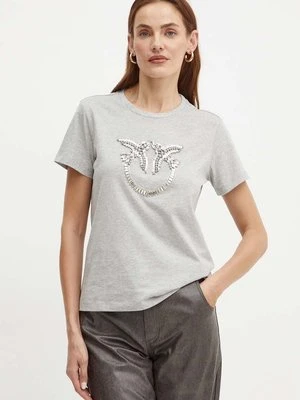 Pinko t-shirt bawełniany damski kolor szary 100535 A24E