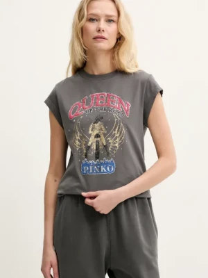 Pinko t-shirt bawełniany damski kolor szary 104603 A2DA