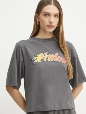 Pinko t-shirt bawełniany damski kolor szary 104604 A2D9