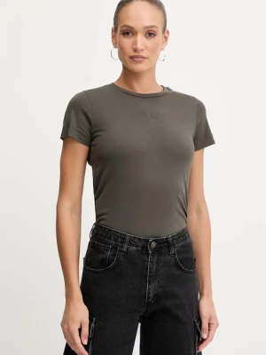 Pinko t-shirt bawełniany damski kolor zielony 100355 A2RD