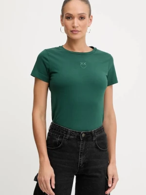 Pinko t-shirt bawełniany damski kolor zielony 100355 A2RD