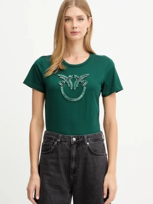 Pinko t-shirt bawełniany damski kolor zielony 100535 A2RN