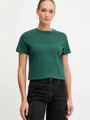 Pinko t-shirt bawełniany damski kolor zielony 101752 A2RD